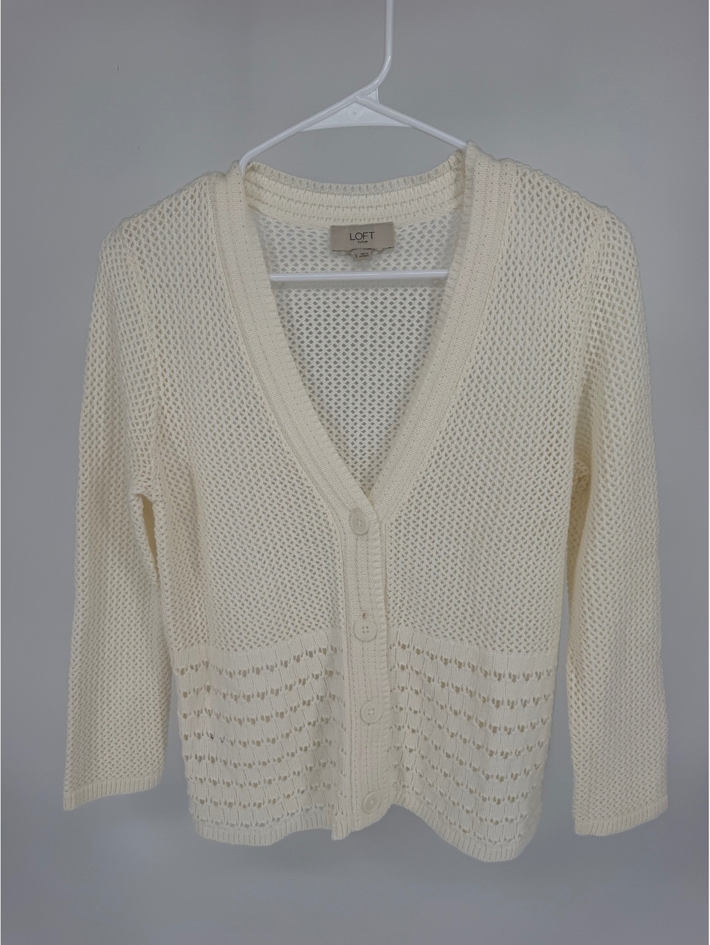 LOFT Outlet Women's Cream Knit Cardigan Sweater Size Small